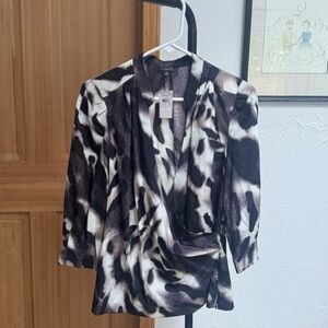 Ann Taylor NWT Animal Print Blouse Black and Off White